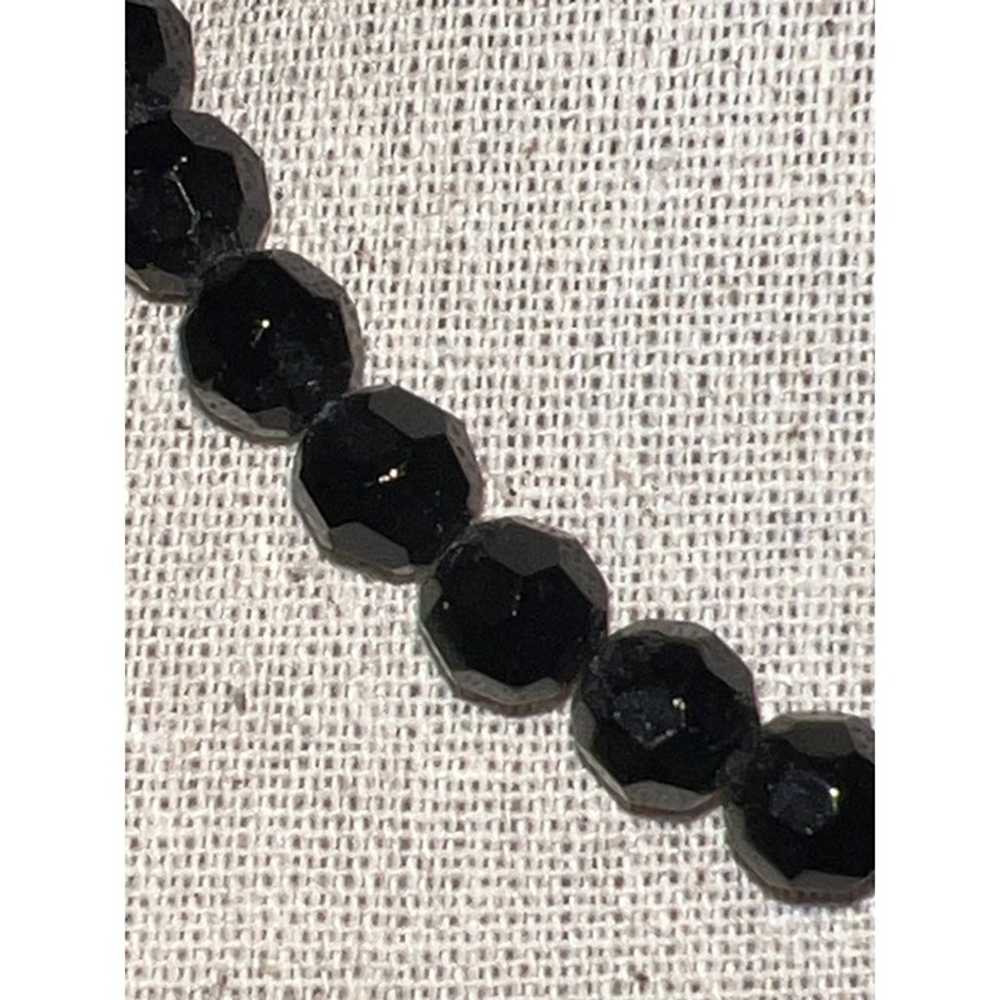 Black Faceted Vintage Glass Beads -- 13" - image 5