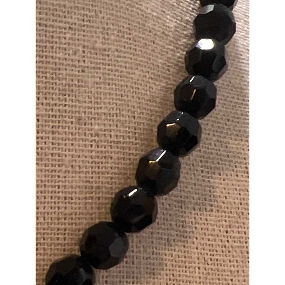 Black Faceted Vintage Glass Beads -- 13" - image 6