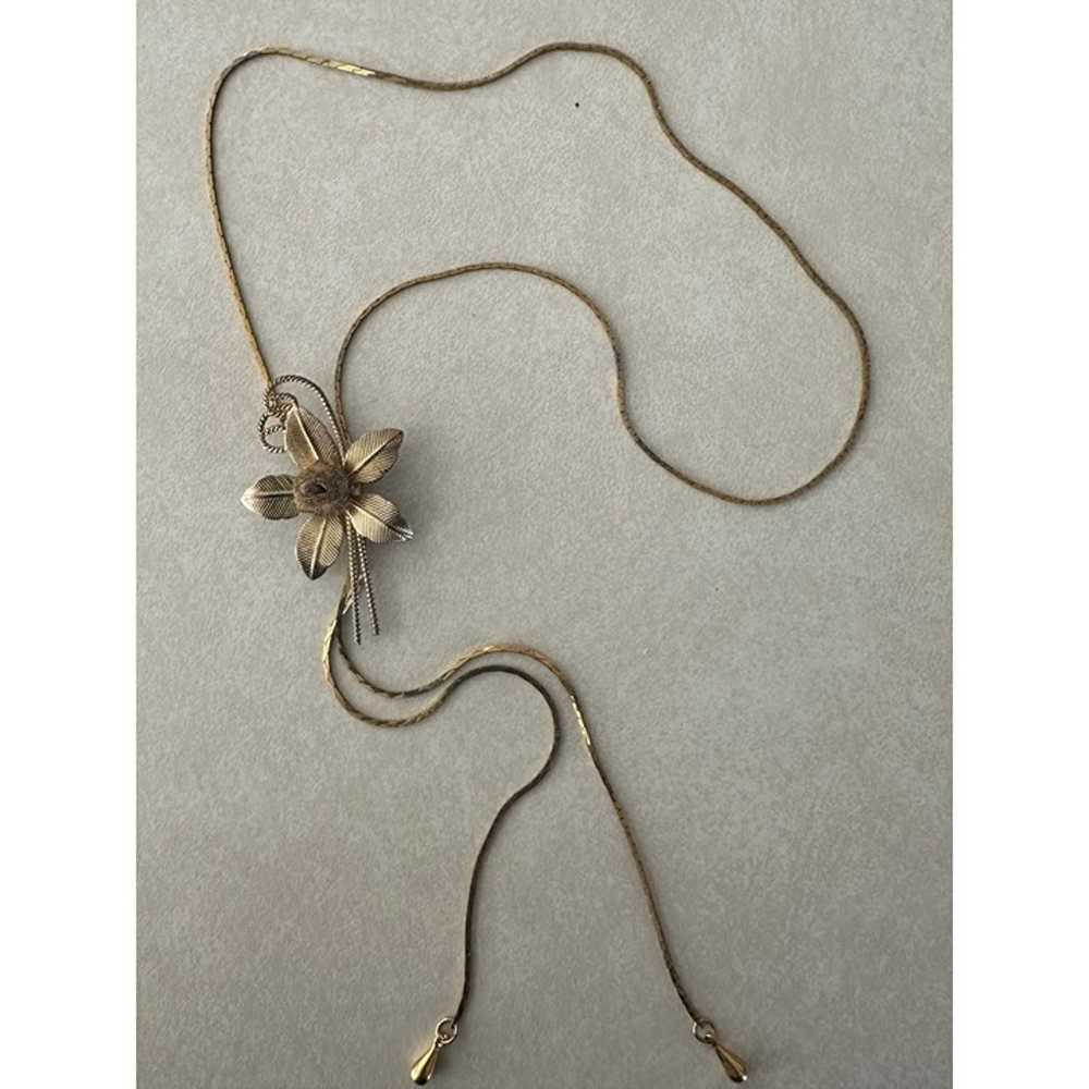 Vintage gold tone lariat y-shaped slider sliding … - image 2