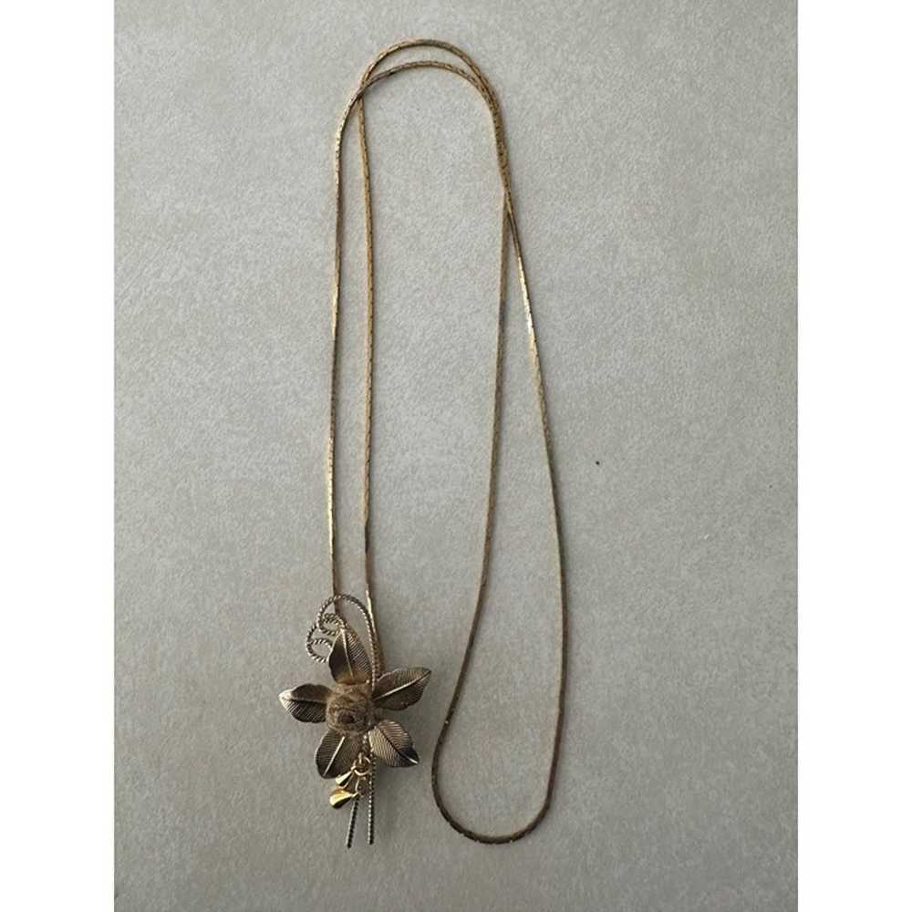 Vintage gold tone lariat y-shaped slider sliding … - image 7