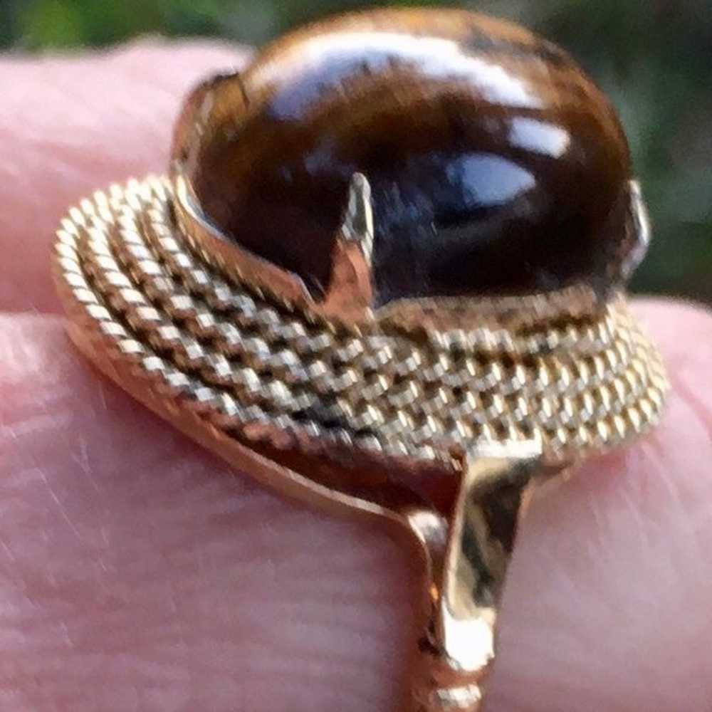 Tigereye gold sterling ring - image 2