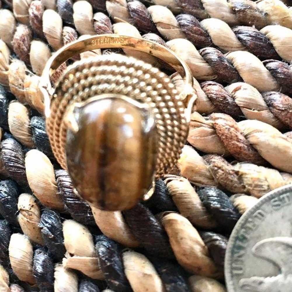 Tigereye gold sterling ring - image 3