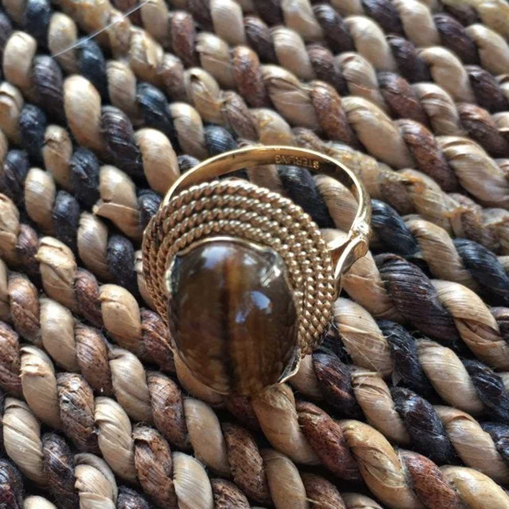 Tigereye gold sterling ring - image 4