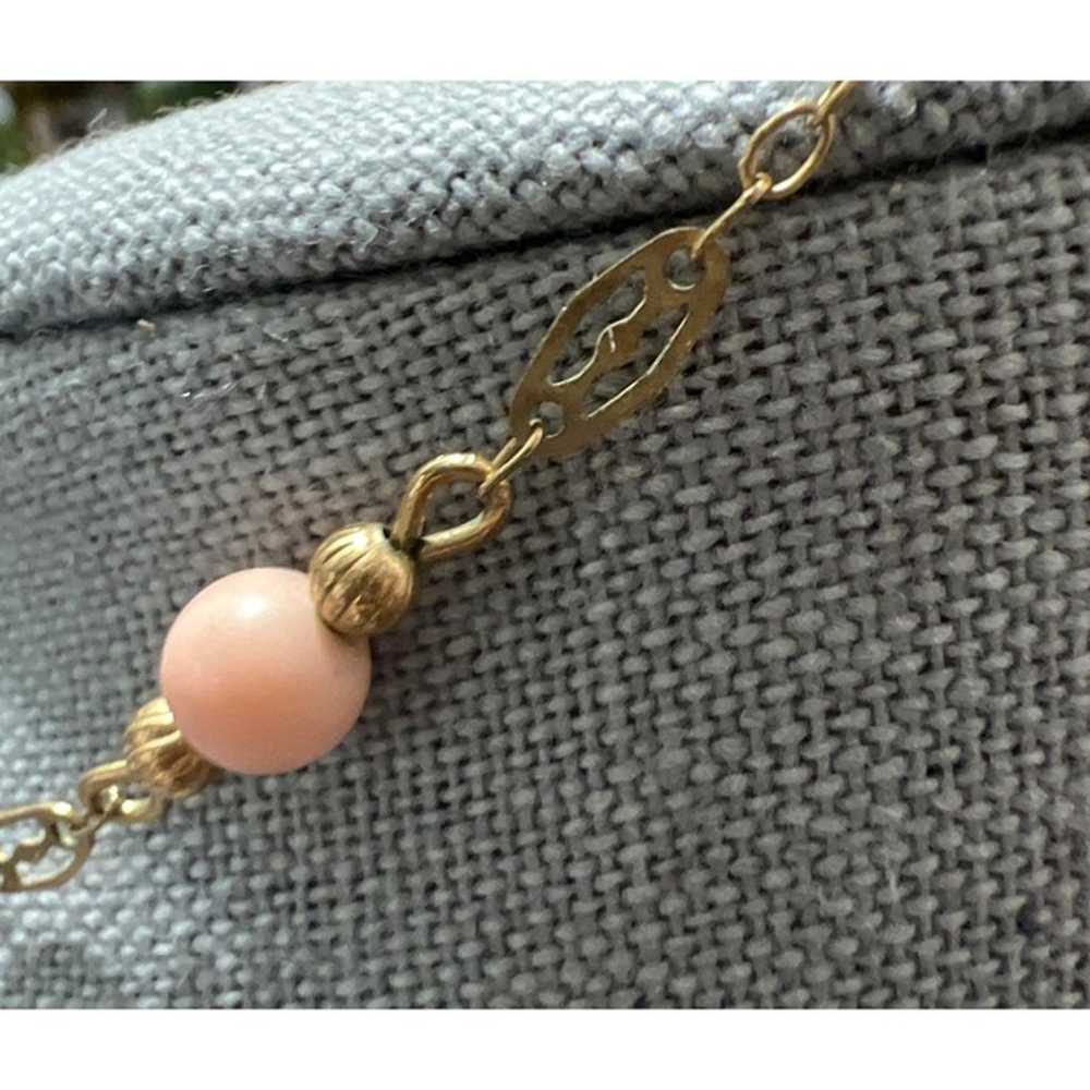 Monet Peach Acrylic Bead Necklace -- 17" - image 7