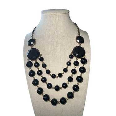Black Faceted Bead Vintage Necklace -- 18" - image 1