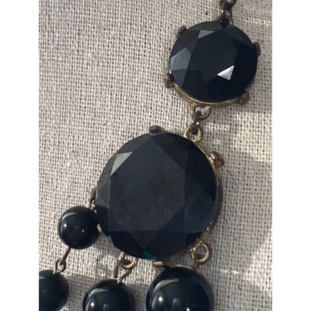 Black Faceted Bead Vintage Necklace -- 18" - image 4