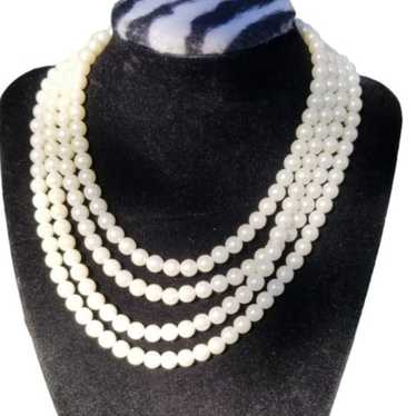 20 Double Strand Faux White Pearls JAPAN Circa 1960s