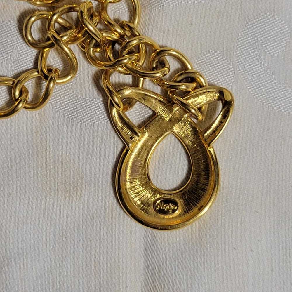 Vtg Napier Signed Gold Toned Chain Link Red Ename… - image 5