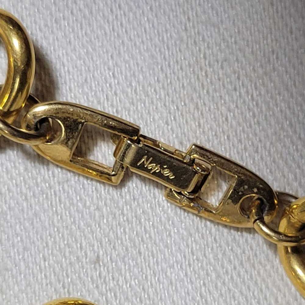 Vtg Napier Signed Gold Toned Chain Link Red Ename… - image 7