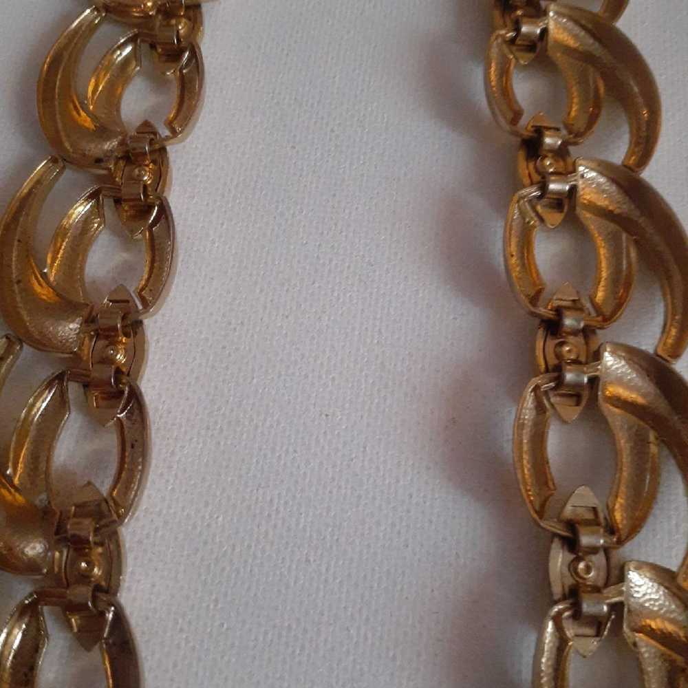 Vintage signed WM gold tone open work Choker/coll… - image 8