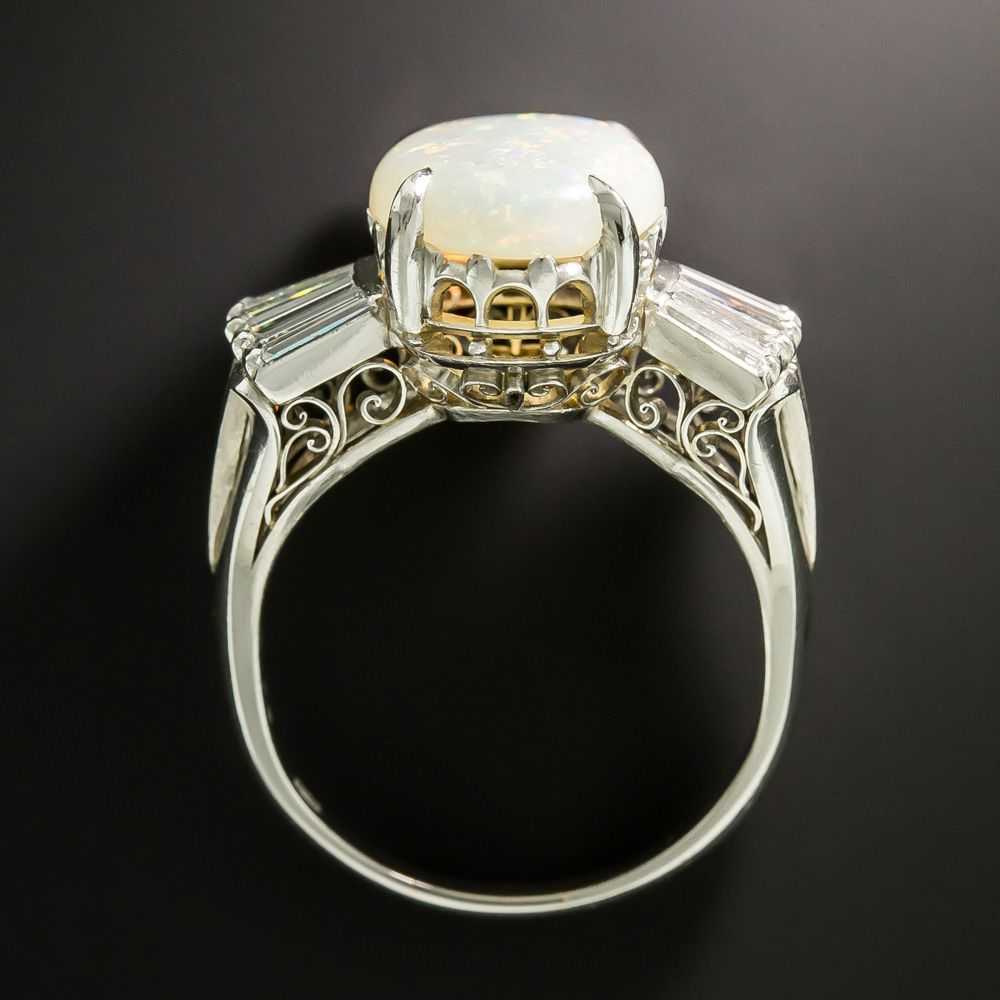 Estate Opal and Baguette Diamond Ring - image 3