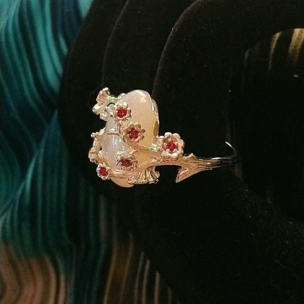 Size 10 - Sterling Silver Plated Apple Blossom Ri… - image 3