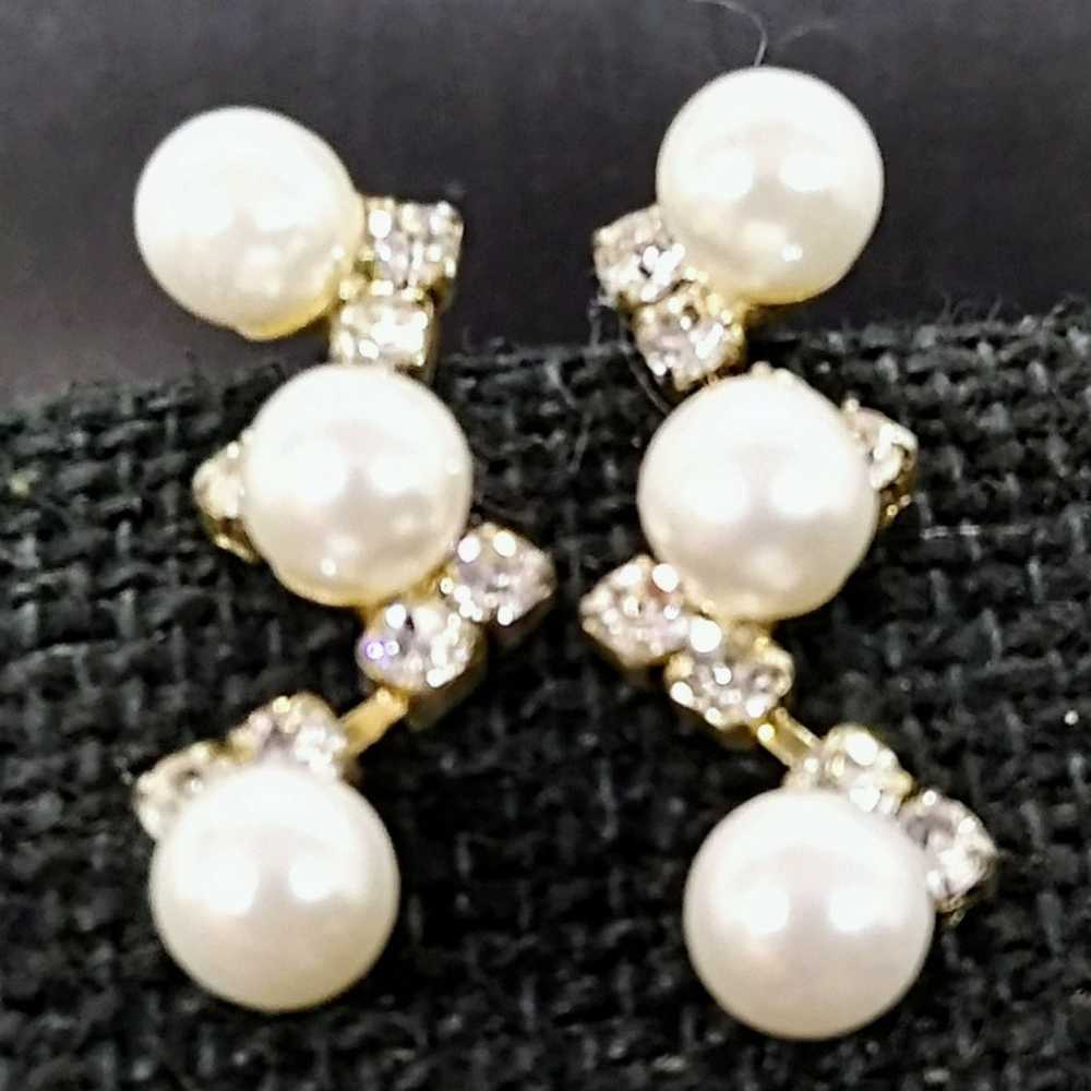Simply Stunning Pearl & Rhinestone Cluster Neckla… - image 5