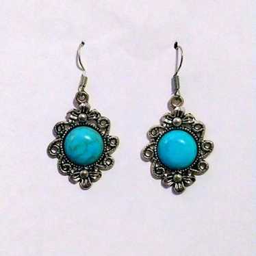 Silver Plated Faux Turquoise Fashion Earrings