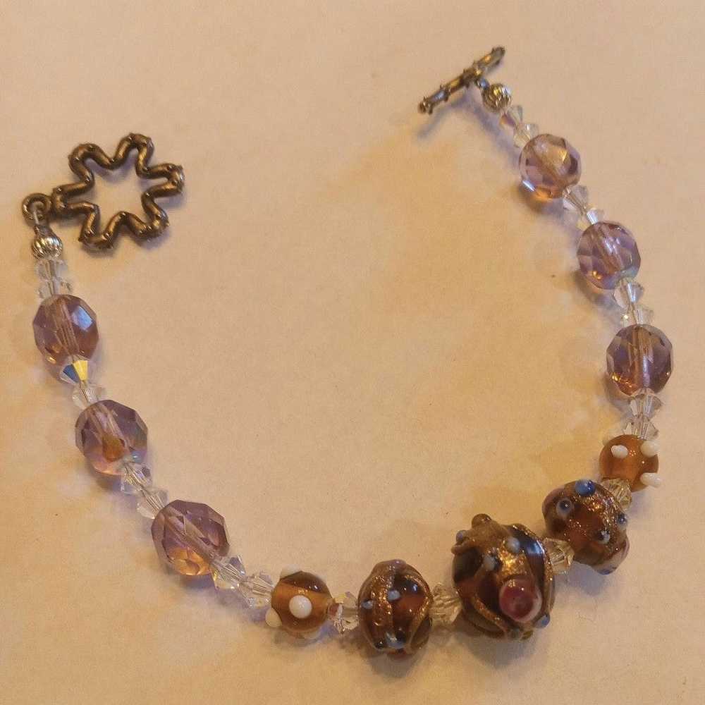 Vintage lampwork glass bead toggle bracelet - image 2