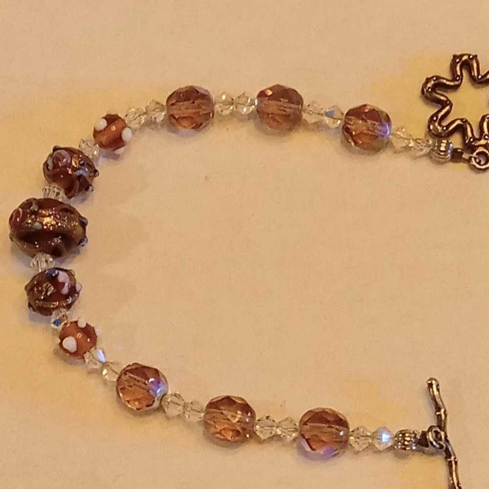 Vintage lampwork glass bead toggle bracelet - image 4