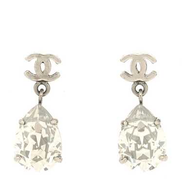 CHANEL Crystal CC Drop Earrings Silver - image 1