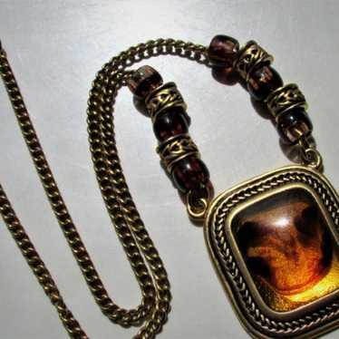 Vintage Amber Art Glass Necklace * HUGE SALE WAS … - image 1