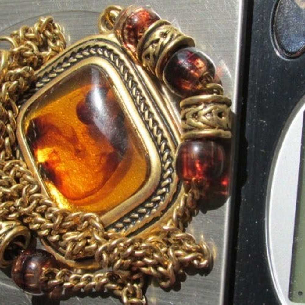 Vintage Amber Art Glass Necklace * HUGE SALE WAS … - image 2