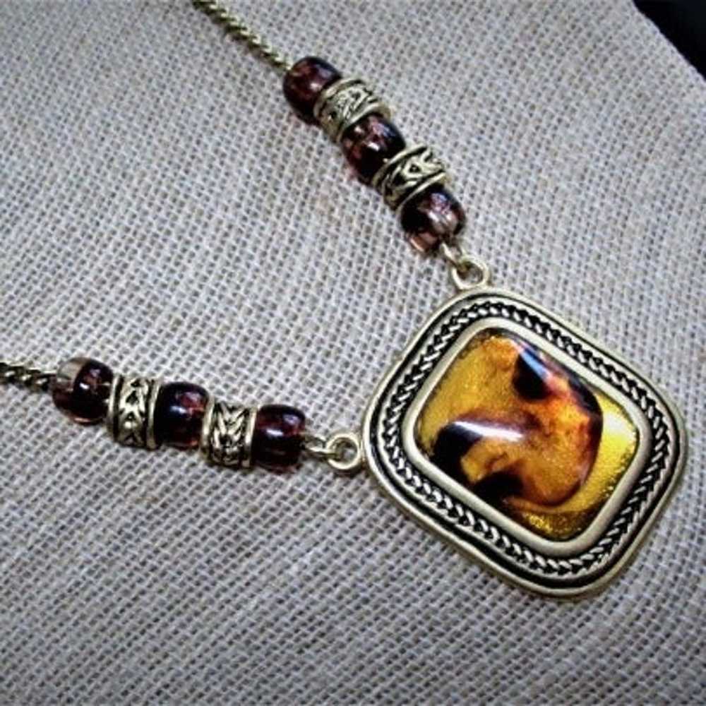 Vintage Amber Art Glass Necklace * HUGE SALE WAS … - image 3