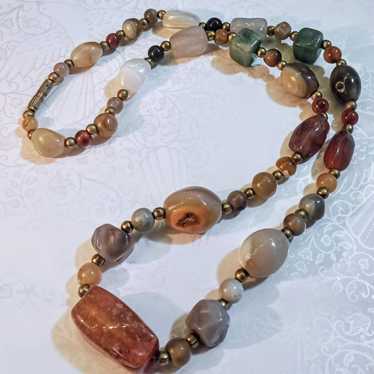 Vintage Multi Gemstone Beaded Necklace - image 1