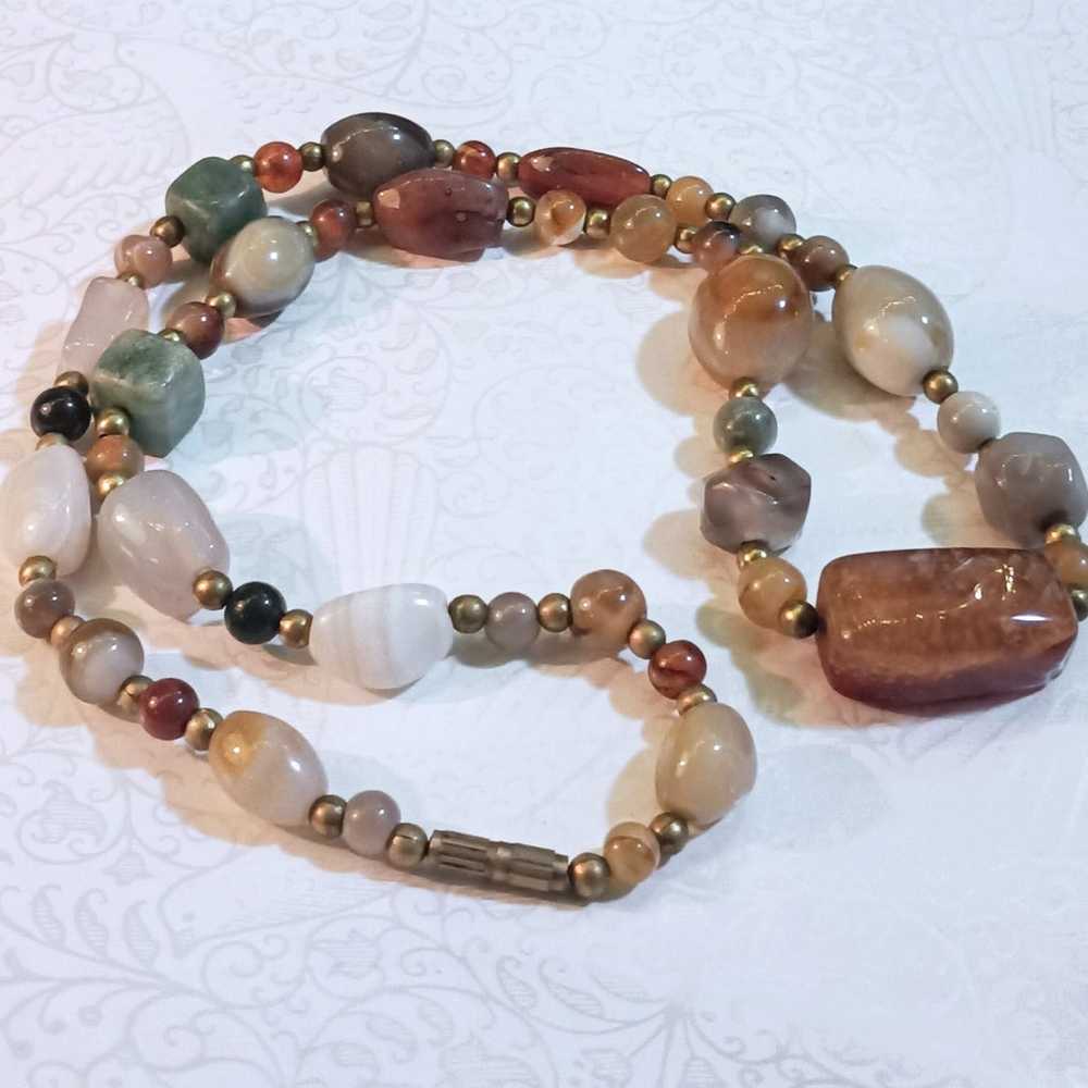 Vintage Multi Gemstone Beaded Necklace - image 2