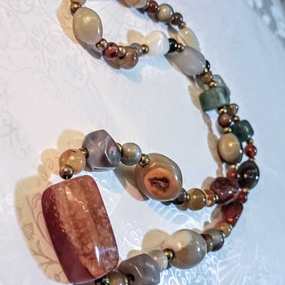 Vintage Multi Gemstone Beaded Necklace - image 3