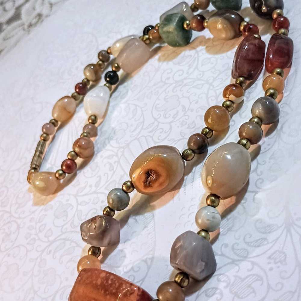 Vintage Multi Gemstone Beaded Necklace - image 4