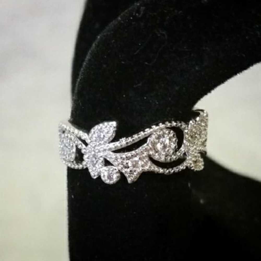 Size 9 - 925 Sterling Silver Plated Vine Ring wit… - image 1