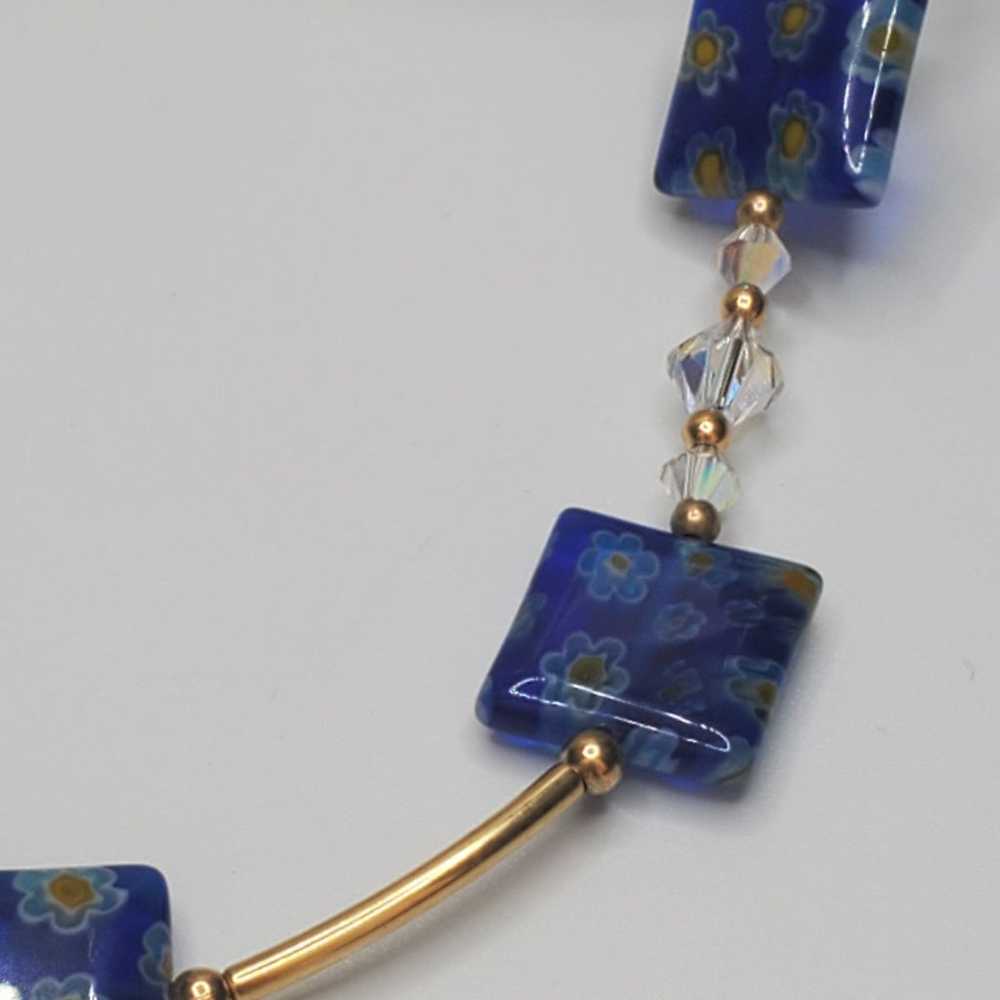 Vintage blue venetian glass necklace - image 2