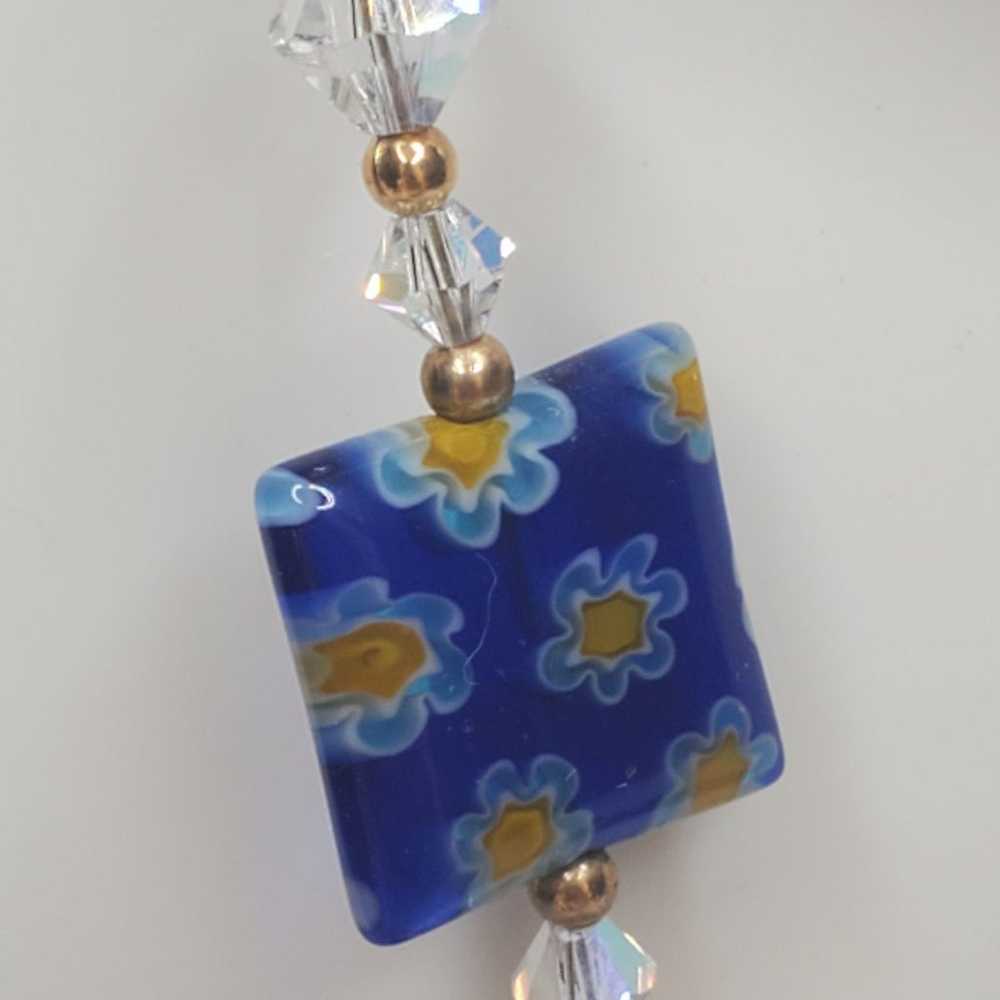 Vintage blue venetian glass necklace - image 4