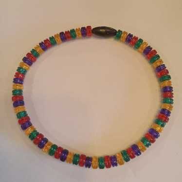 Vintage Mod Style Retro Rainbow Flat Bead Candy N… - image 1