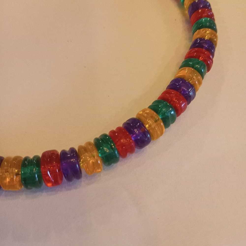 Vintage Mod Style Retro Rainbow Flat Bead Candy N… - image 2