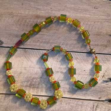 Vintage Glass & Bead Cluster Necklace - image 1