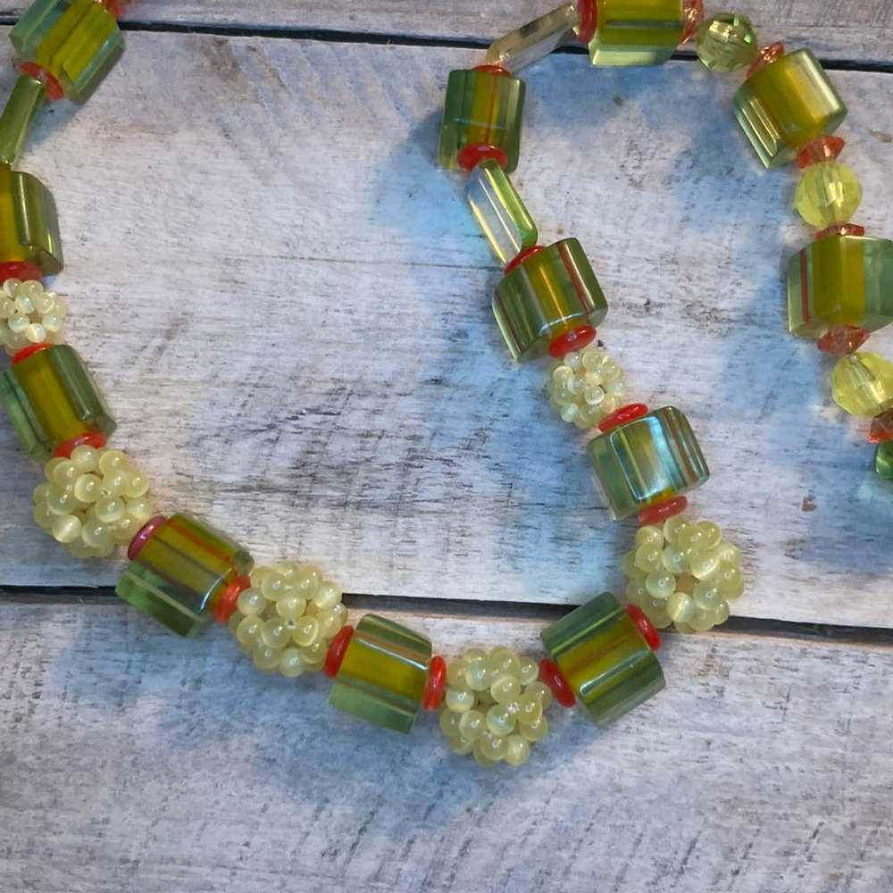 Vintage Glass & Bead Cluster Necklace - image 2