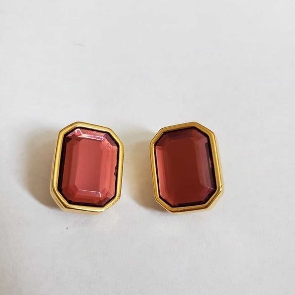 Joan Rivers Pink Gem Clip On Earrings - image 1