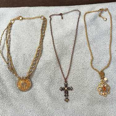 Gold vintage trio necklace bundle