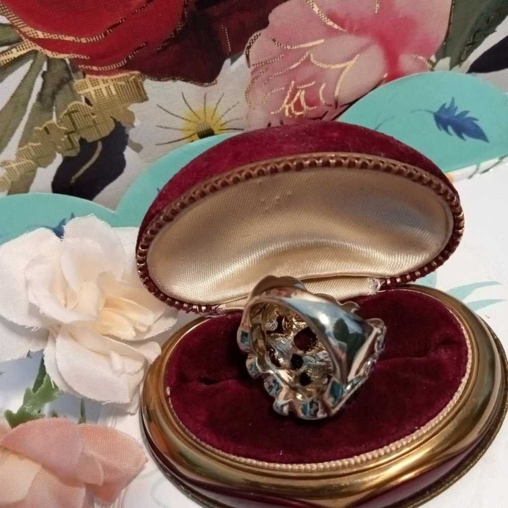 Vintage gemstone ring purple pink plated gold siz… - image 6