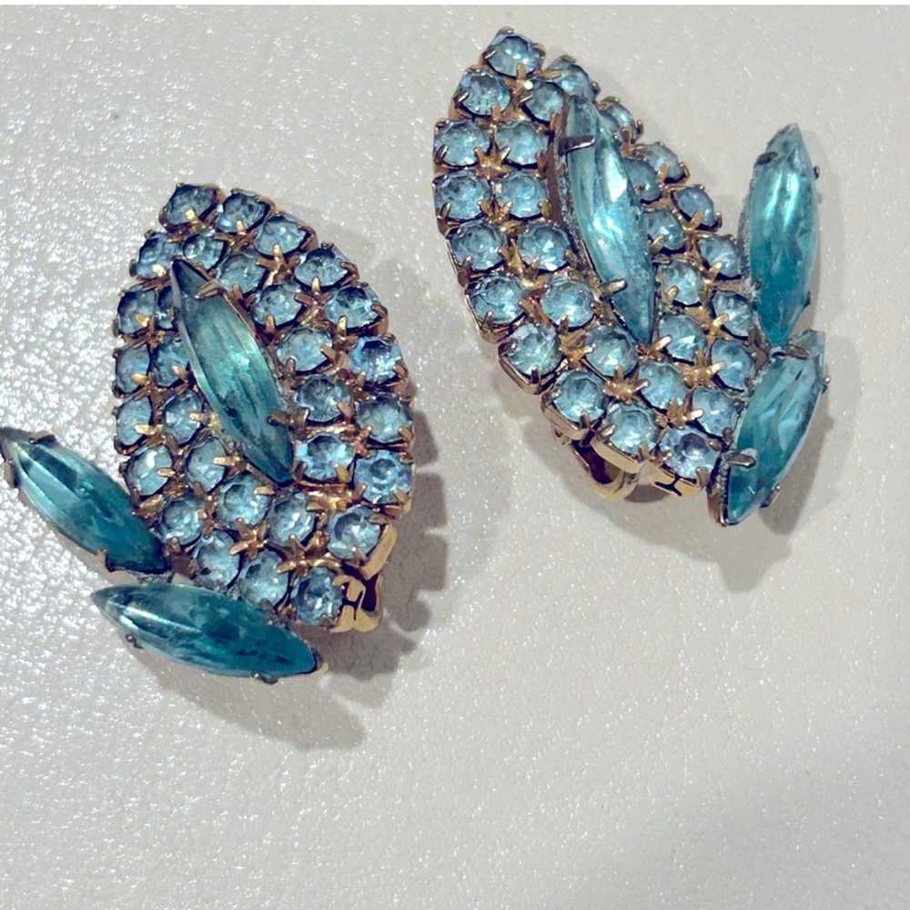 Vintage 1960s Judy Lee rhinestone clip on earrings - image 4