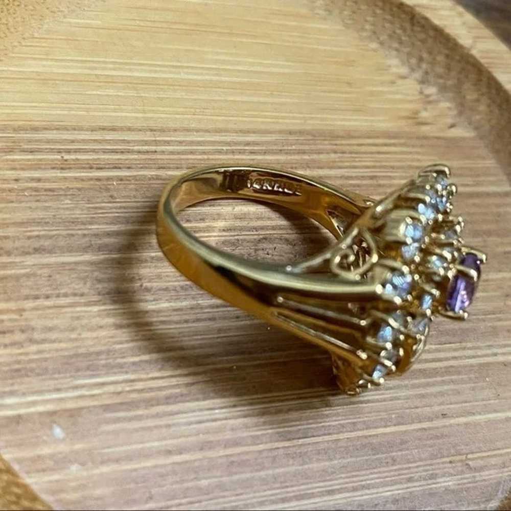NWOT 14k Gold Plated Ring with Purple & Clear Sto… - image 5