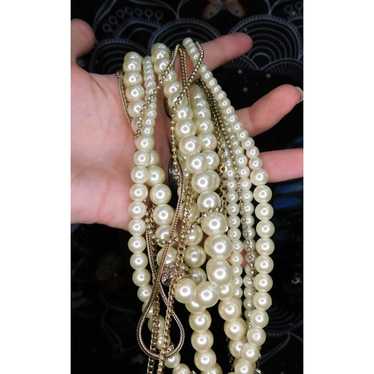 Multilayer Gold Pearl Hollywood Glam Necklace