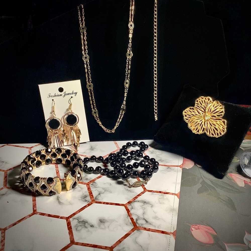 Gold & Black Vintage to Modern jewelry lot - image 2