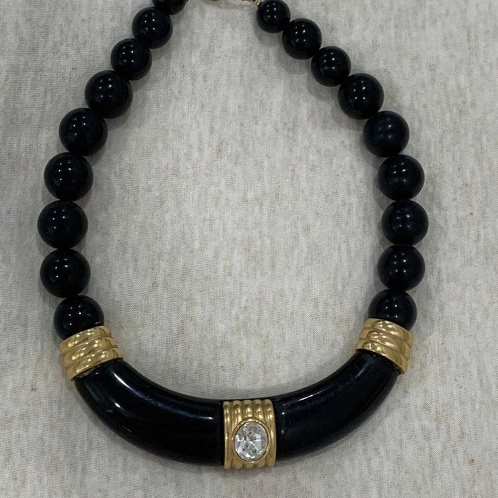 Vintage Diamond black beaded necklace - image 2