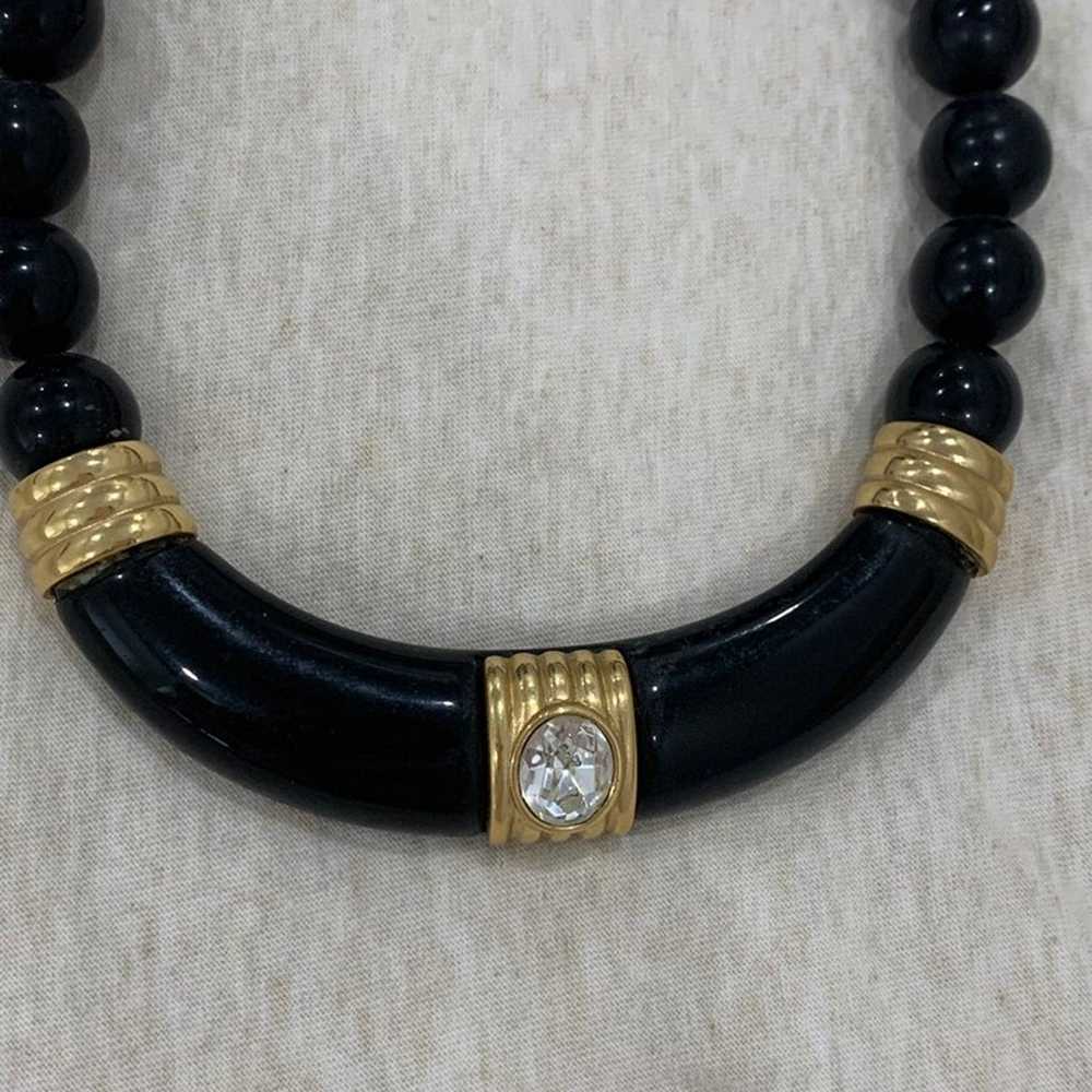 Vintage Diamond black beaded necklace - image 3