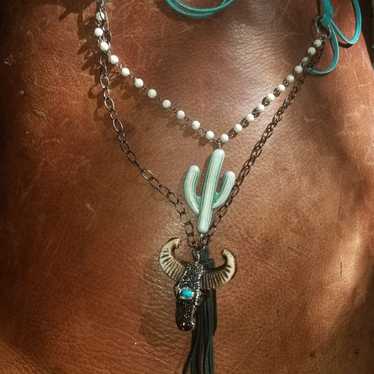 Vintage Cactus & Steerhead Necklace