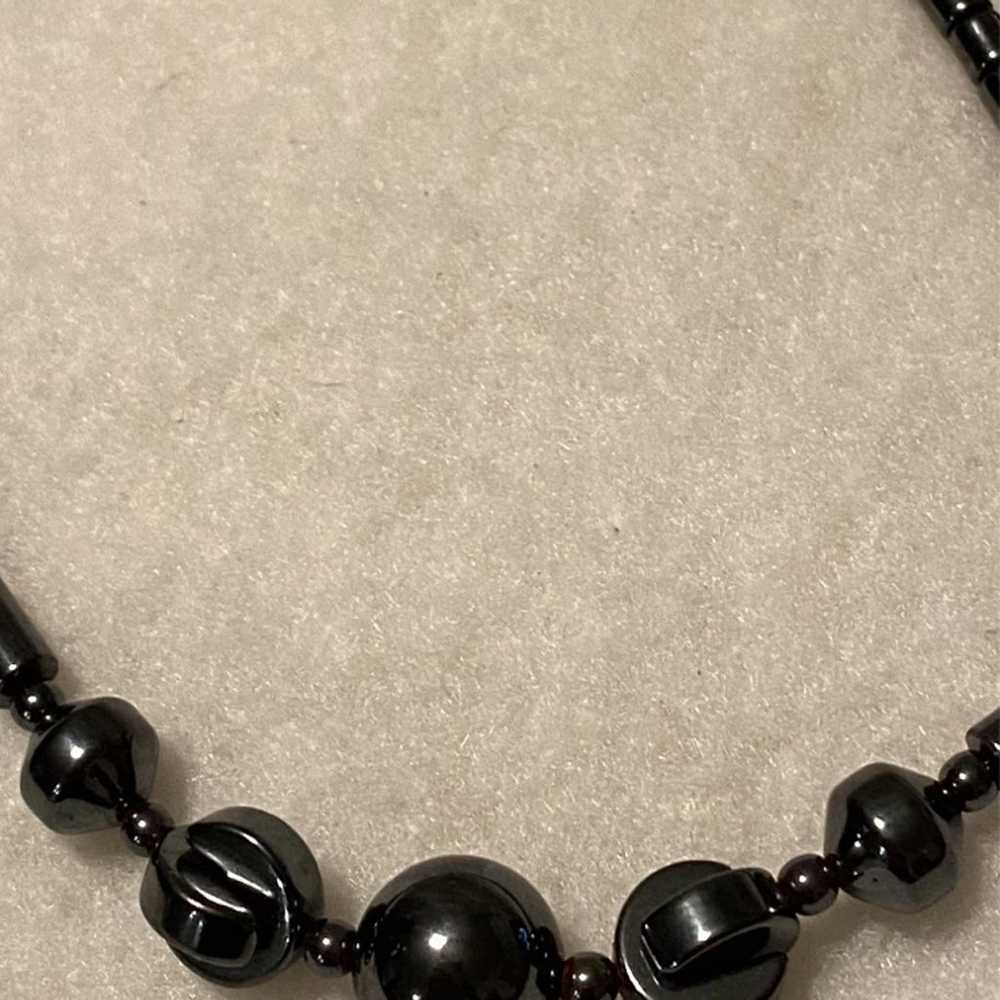 Hematite Beaded Necklace Unique Beads In Front 18… - image 5