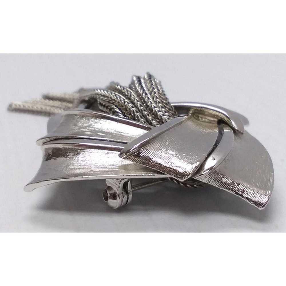 Brushed Silver-tone Diamond Shape Tassel Pin Broo… - image 4
