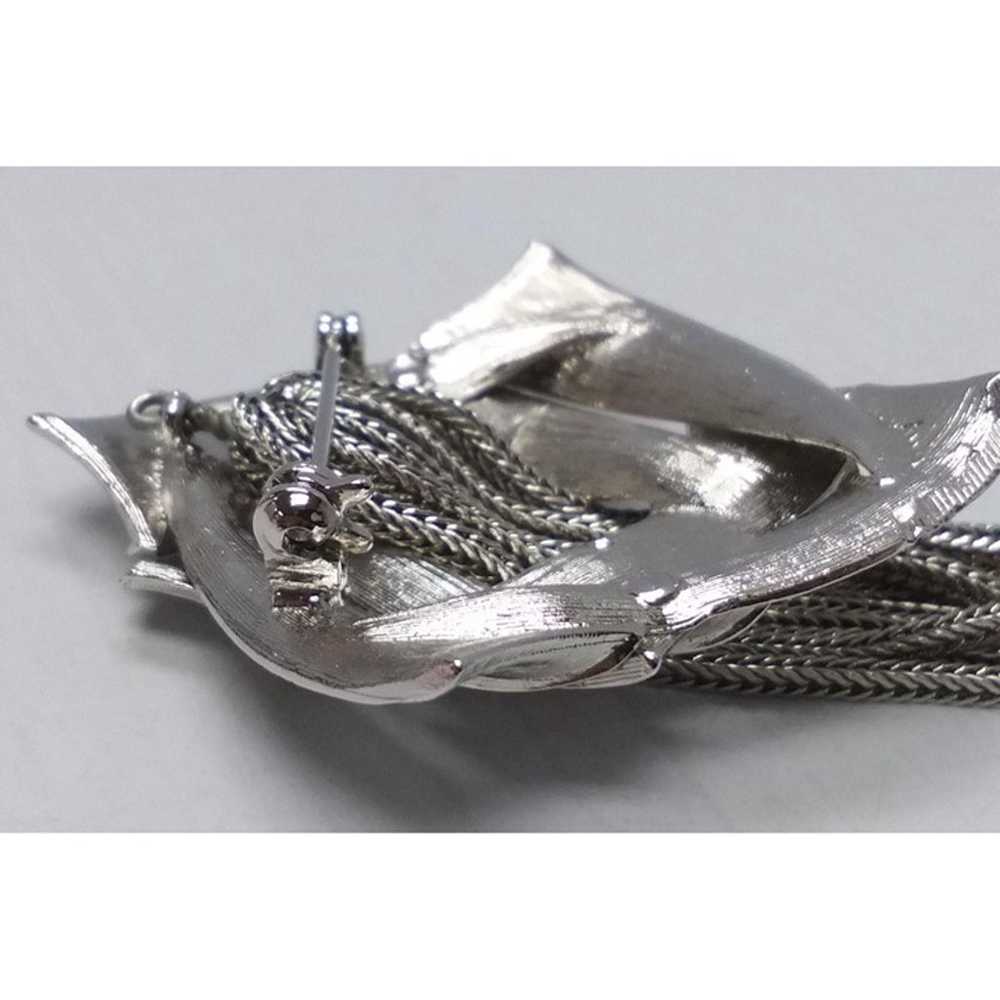 Brushed Silver-tone Diamond Shape Tassel Pin Broo… - image 9