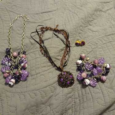 Lot of Purple Vintage Costume Jewelry - image 1