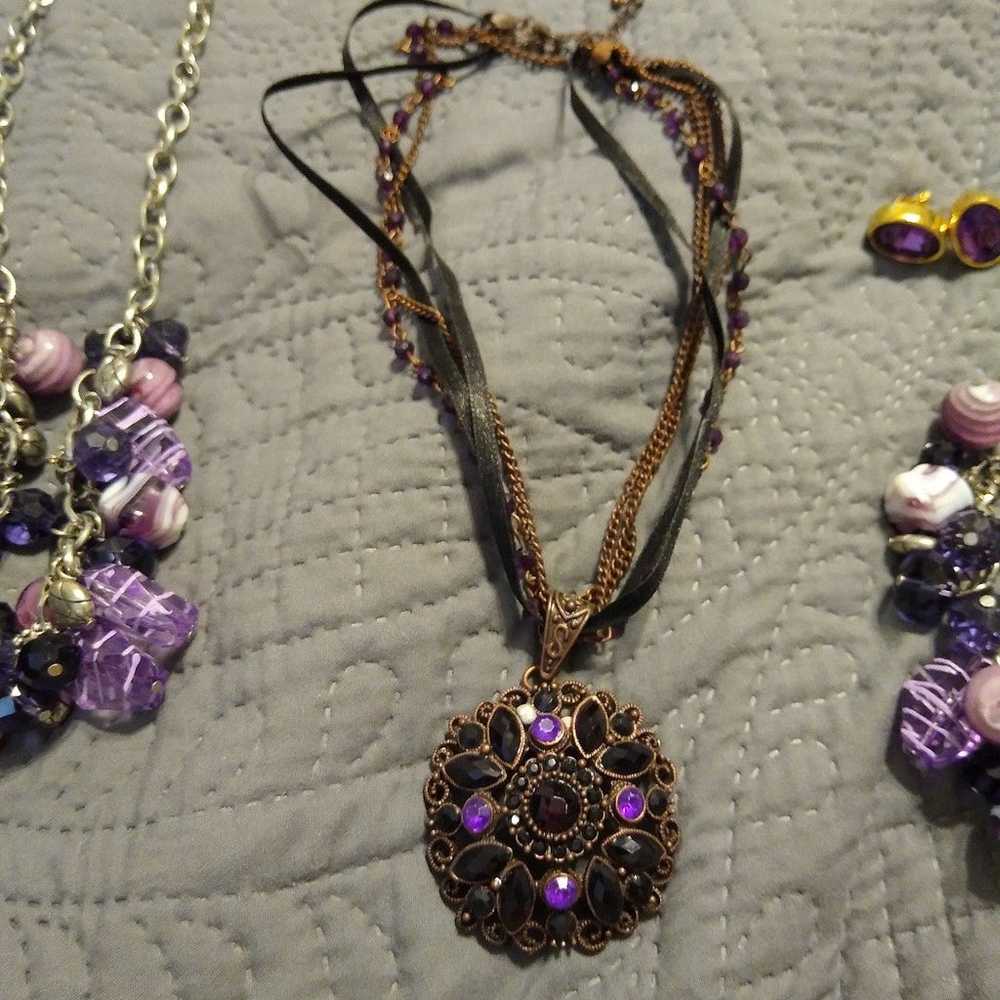 Lot of Purple Vintage Costume Jewelry - image 3